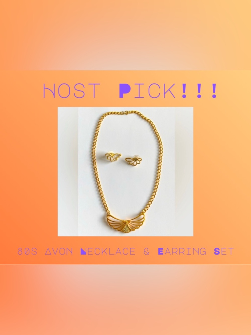 Host pick Avon 1980s abstract butterfly necklace and earring set